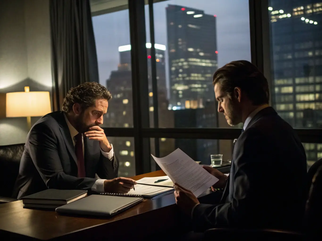 A professional bail bonds agent assisting a client with paperwork in a modern office setting, showcasing the access to licensed professionals.